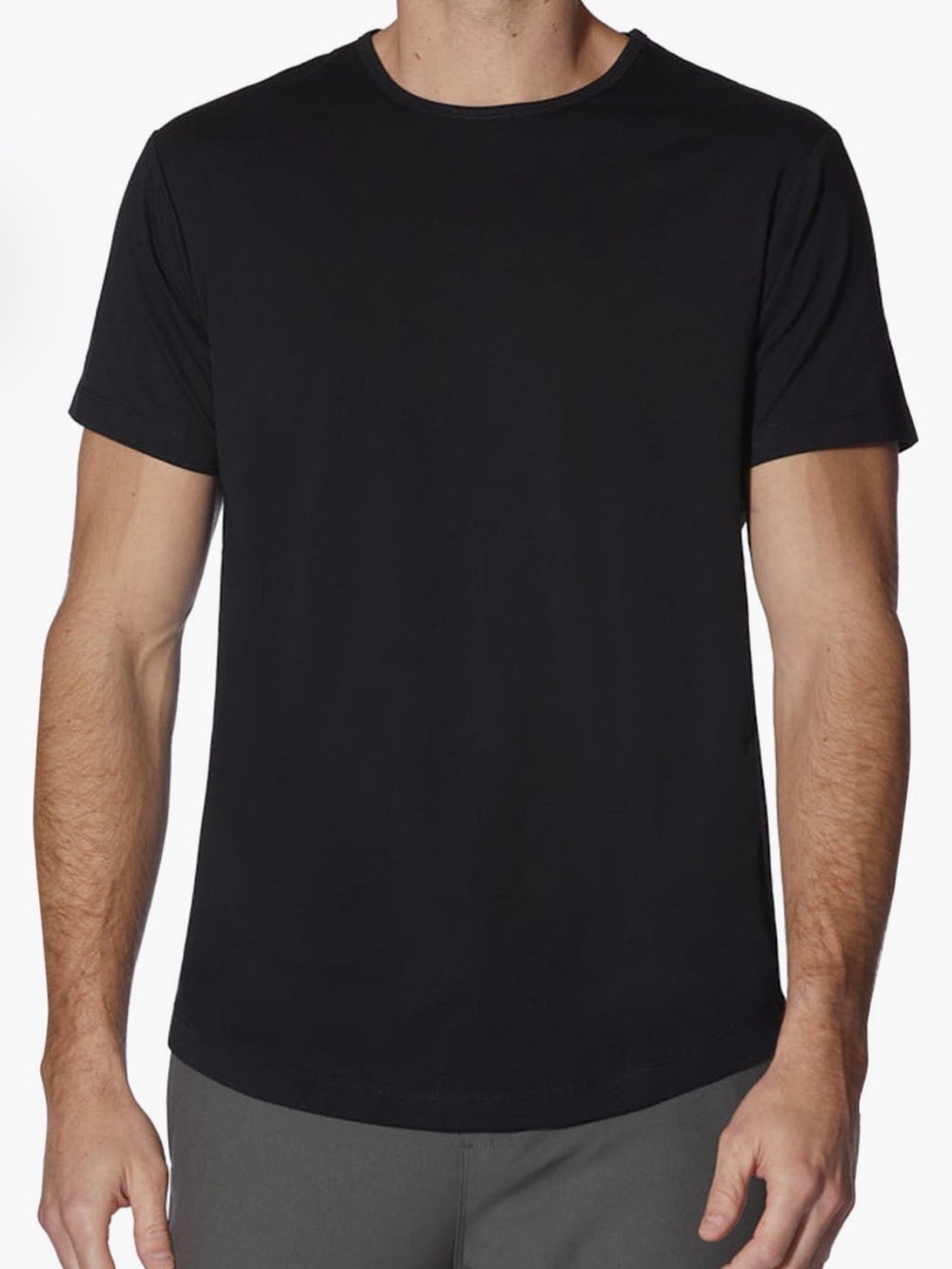 CUTS Black Curve Hem Crew Neck Short Sleeve Luxe Tee T-Shirt XXL
